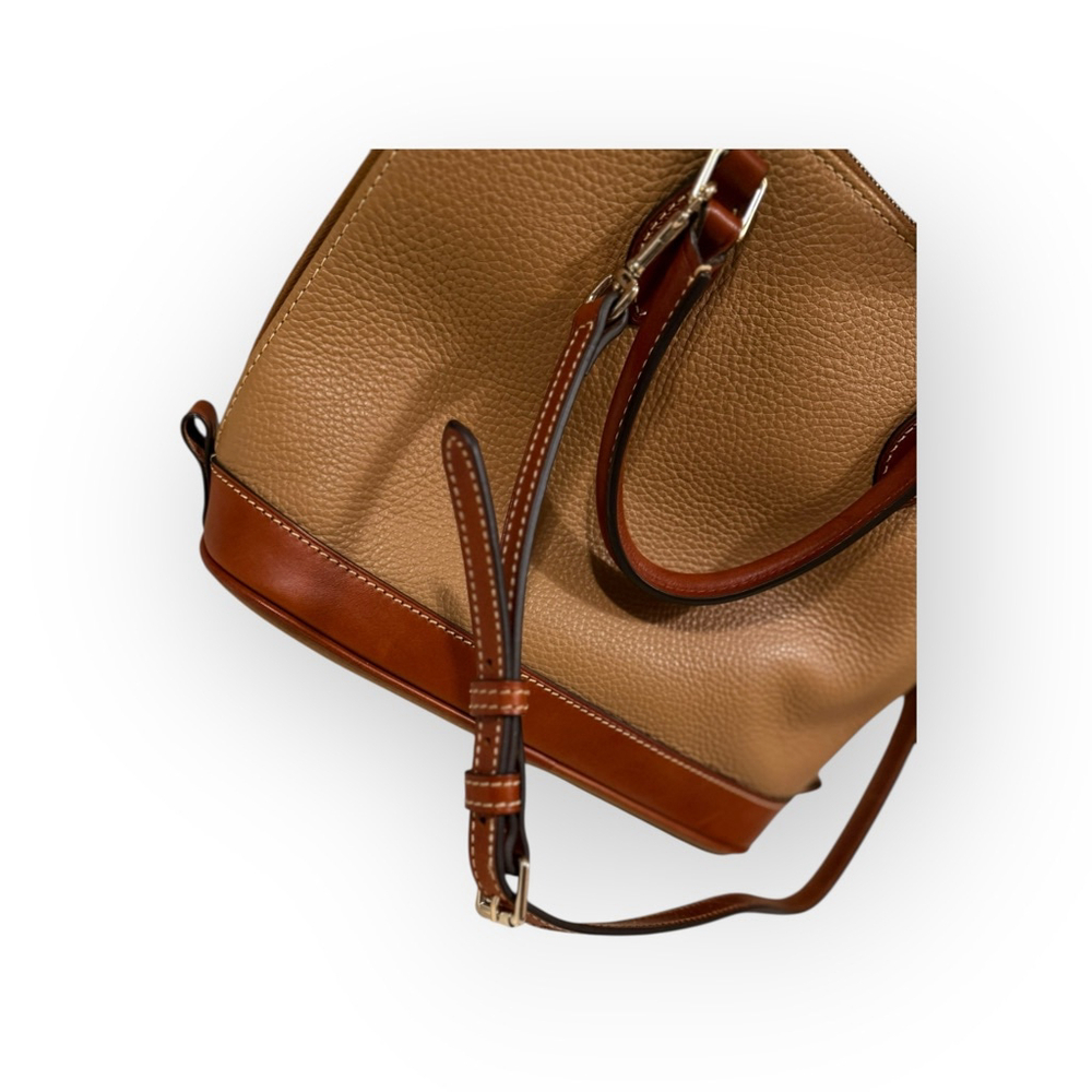 Dooney & Bourke Pebble Leather Zip Zip Satchel Caramel Brown - Picture 10 of 13